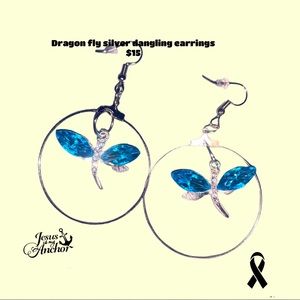 Dragon fly Blue hoop earrings